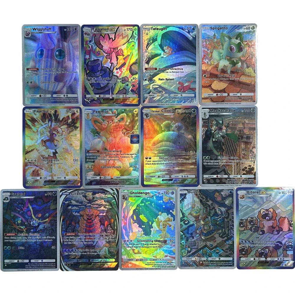 13PCS/SET NEW DIY Anime PTCG POCKET COLLECTION CARD WIGGLYTUFF TATSUGIRI ENGLISH VERSION Embossed Texture Flash Card Child Gift - AIAZ