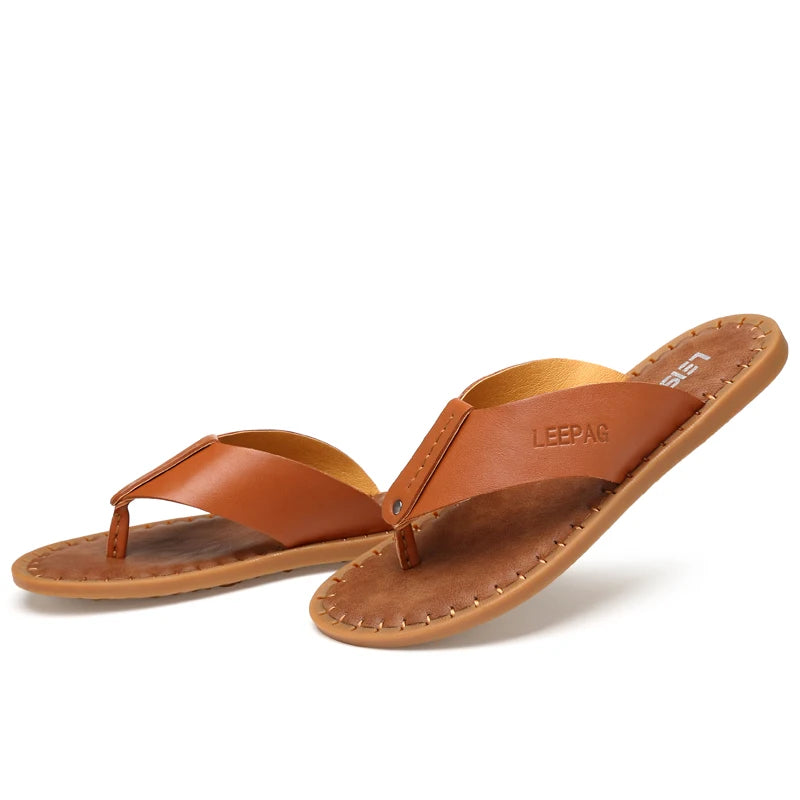 2024 Hot Selling Summer Anti Slip Men's Flip Flops Beach Camping Shoes Men's Home Flat Shoes High-quality Handmade Soles