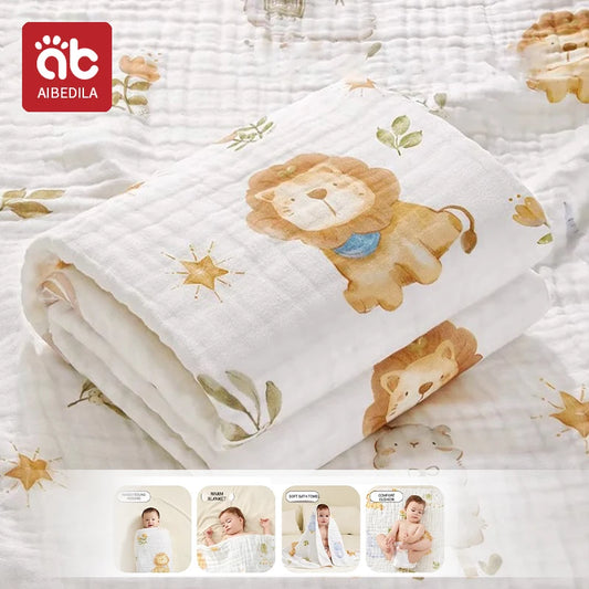 AIBEDILA Newborn baby bath towel pure cotton gauze bath towel Class A soft children's blanket absorbent newborn baby blanket