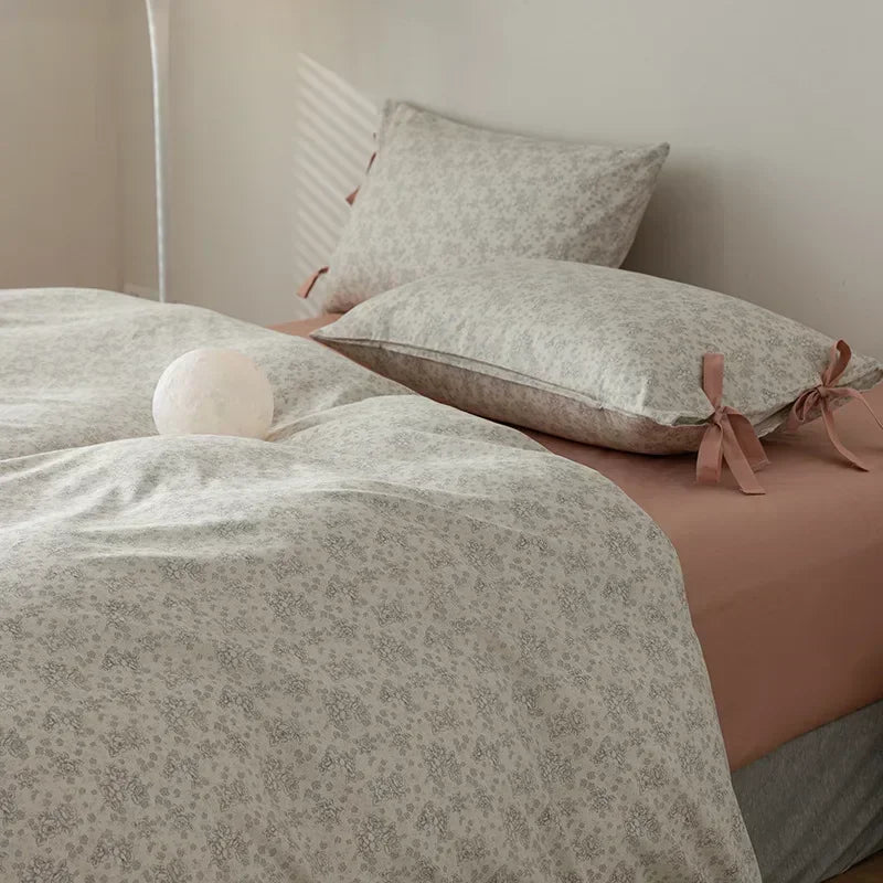 100% Cotton Bedding Set Flower Style Duvet Cover with Pillow Case Single Bedding Set Skincare Sheet Set