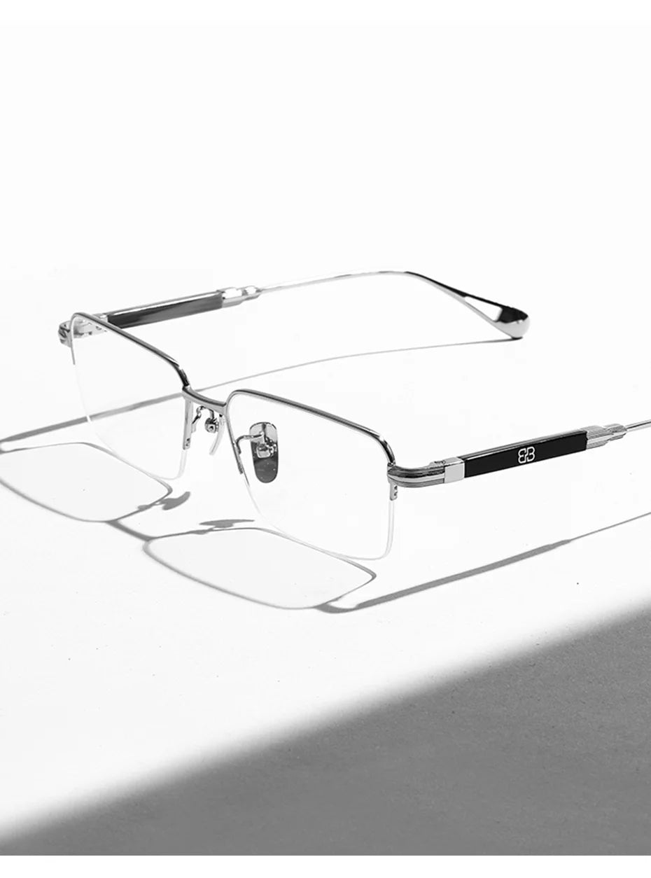 CAPONI Vintage Men's Glasses Frame Pure Titanium Acetate Anti Blue Light Luxury Eye Glasses Brand Designer Spectacles JF7566