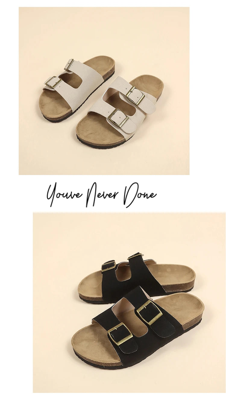 Flat Slippers For Women 2025 New Luxury Men Indoor Bottom Non Slip Cork Slippers Women's Beach Outdoor Home Flip Flops Sandals