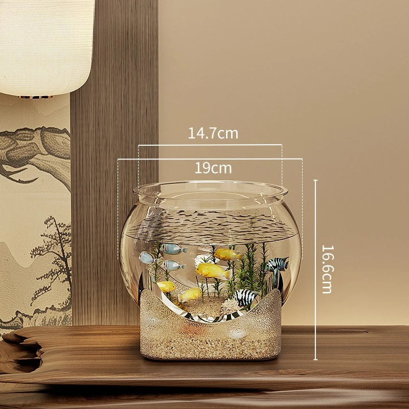 Plastic Sturdy Nicely Betta Fish Bowl Small Aquariums for Small Ornamental Fish and Reptiles High Transparency Glass Good View