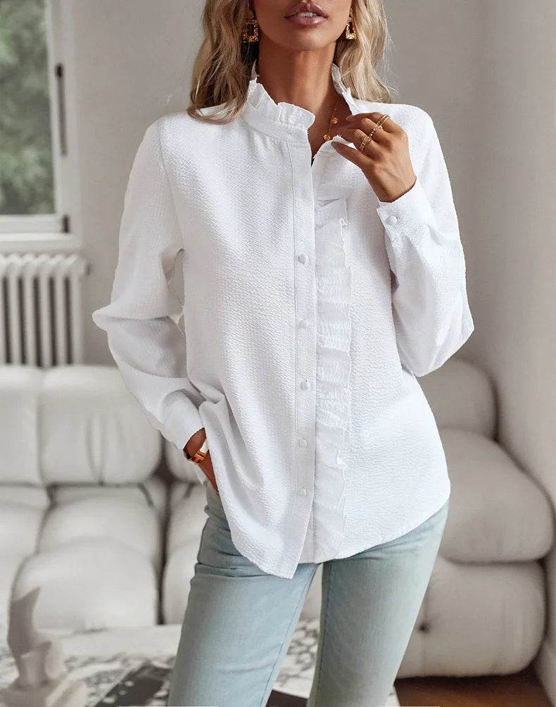Fashion New Women Elegant Office Shirt,Long Sleeve Top Causal Comfort Simple Shirt,Shirts & Blouses,Tops For Women,Women Clothes - AIAZ