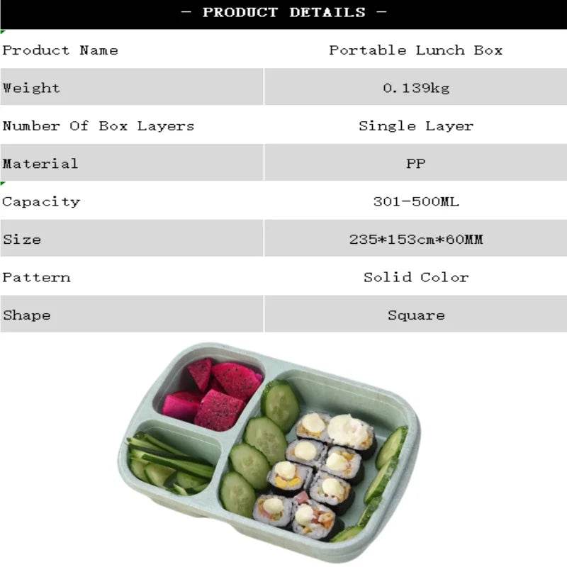 Wheat Straw Lunch Box Divided Into Compartments Insulated Lunch Box With Lid Square Lunch Box Portable Lunch Box - AIAZ