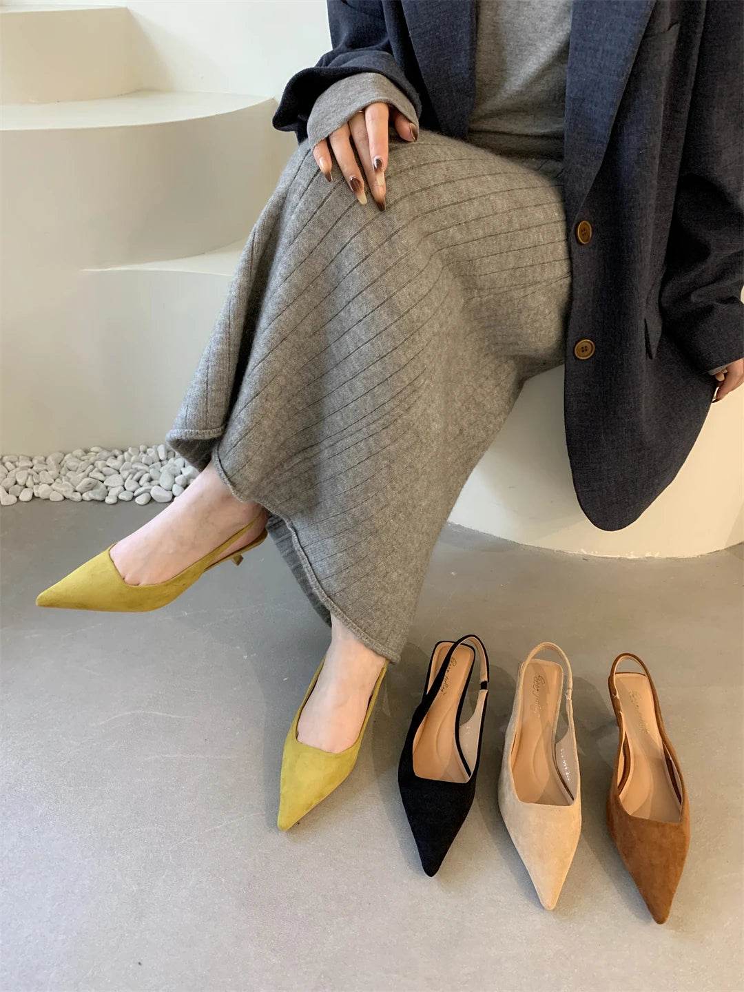 Bailamos Women Sandals Pointed Toe Elegant Low-heel Shoes Summer Fashion Slingback Woman Mules Shoes Pumps Dress Shoes - AIAZ