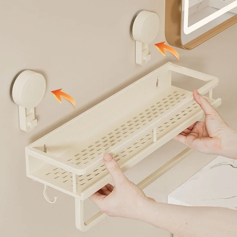 No Need To Drill Suction Cup Bathroom Storage Rack, Wall-mounted Oganizing Rack Cosmetic Storage Rack, Kitchen Storage Rack