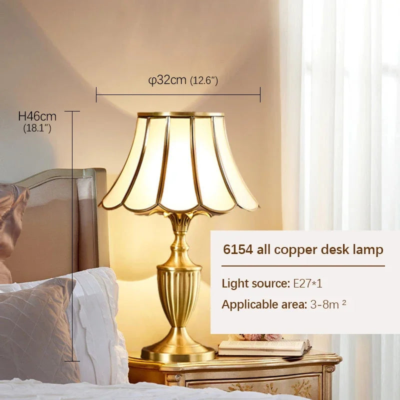 TEMAR Brass Table Lights  Modern European Creative Luxury Glass Copper Desk Lamp For Home Living Room Study Bedroom LED lamp