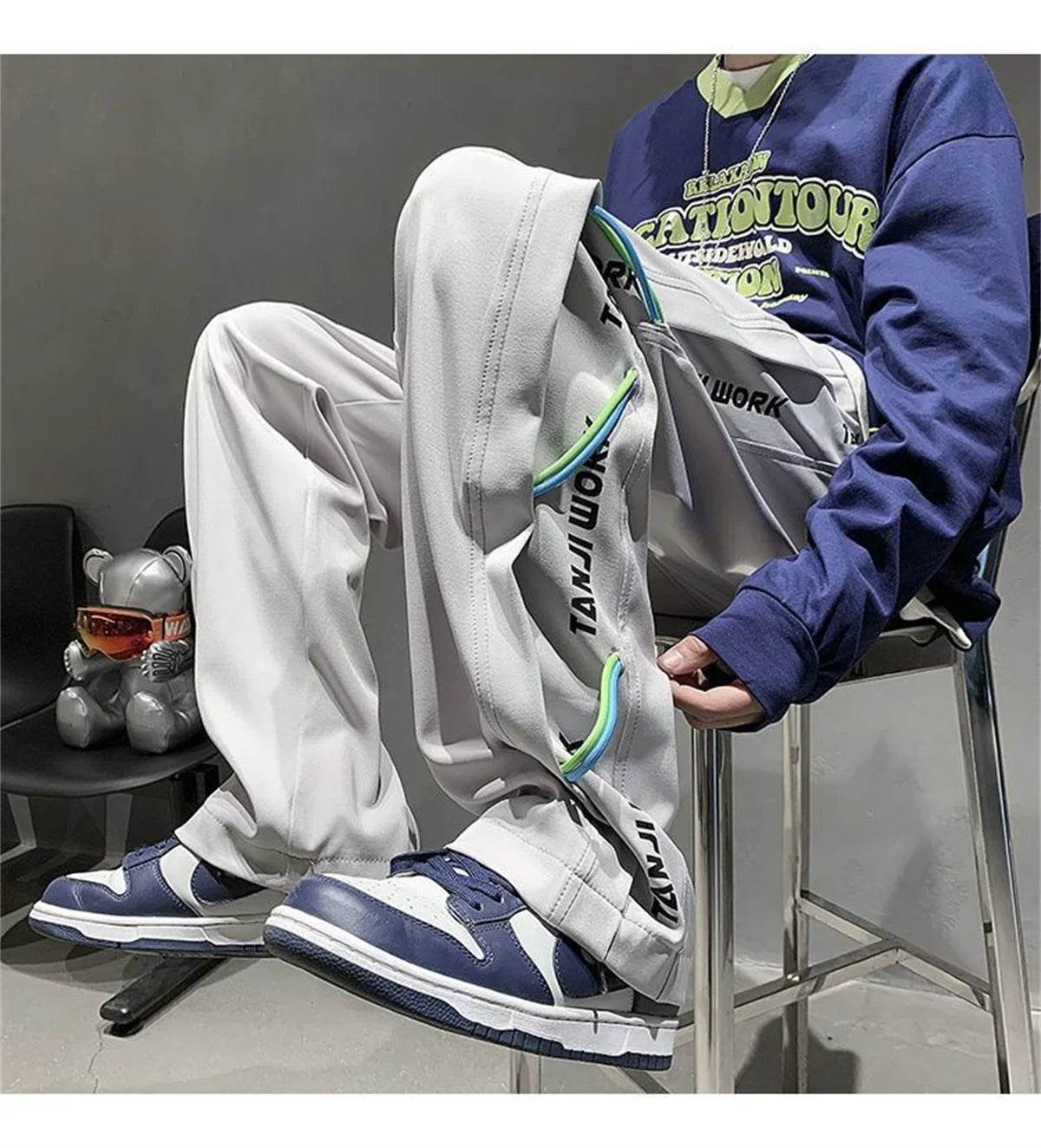 2025 New Fashion Trends Men's Casual Pants Processing Pants Thin Loose Oversized Elastic Breathable and Ventilated Pants - AIAZ