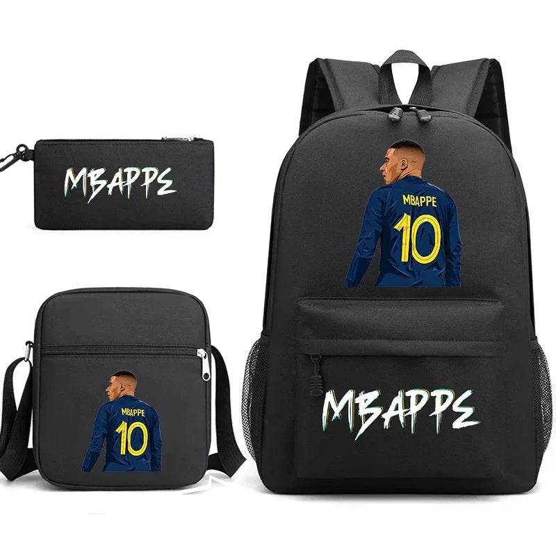 Football Star Children Backpack Large-capacity Schoolbag Shoulder Bag Pencil Case Three-piece Schoolbag Primary School Students - AIAZ