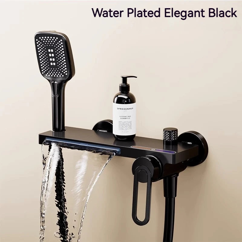 Bathtub Shower Faucet Single Handle Spout Mixer Tap With Hand Shower Wall Mount Platform Bath Mixer Water Faucet Wall Mounted