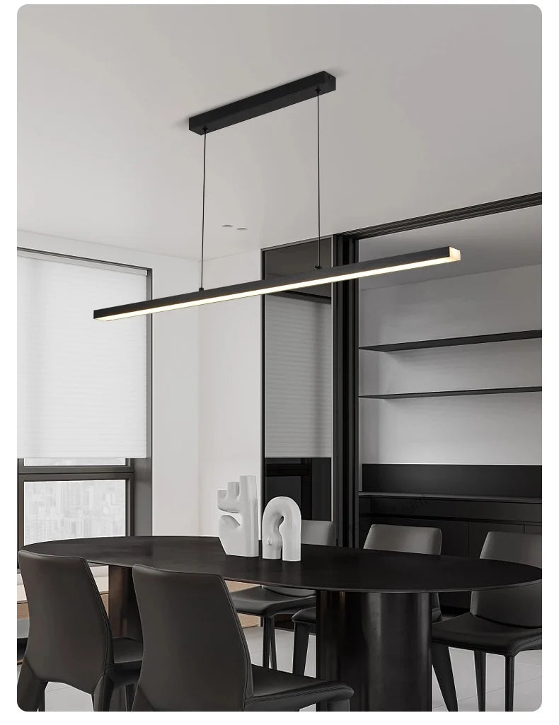 Long strip restaurant chandelier simple modern one-line minimalist ultra-thin bar desk chandelier designer dining table chandeli