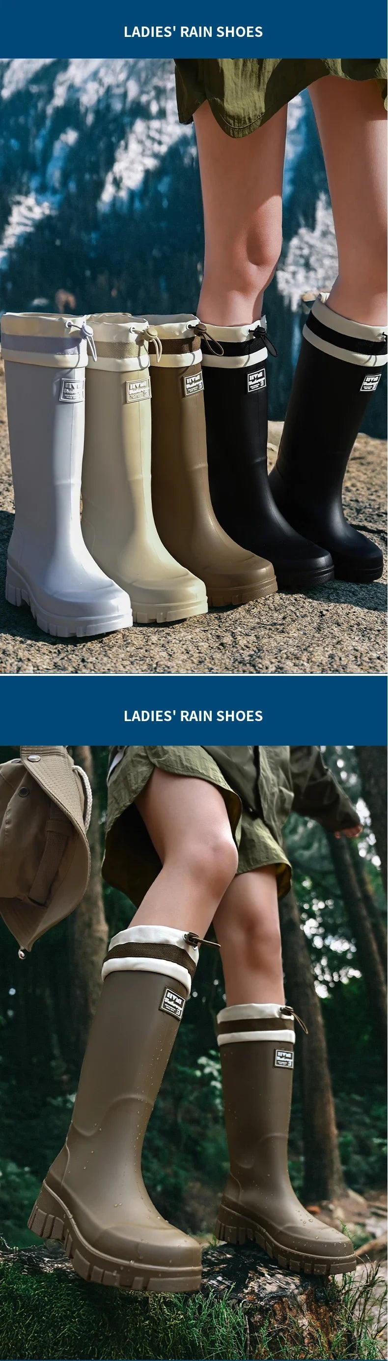 Family-sized Waterproof & Non-slip Rain Boots for Outdoor Activities, Matching Designs for Adults & Kids