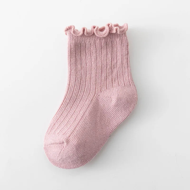 Newborn Cute Ruffle Lace Cuff Socks Infant Baby Girls Ankle Socks Spring Autumn Children Kids Soft Warm Ribbed Cotton Floor Sock