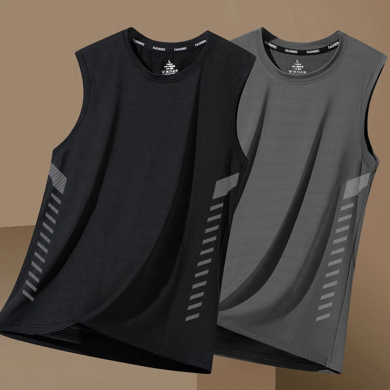 Men's Summer New Sle Qui Dry Sport Vest Loose Ice Silk Svel T-irt Fitn Training Running Baskeall American Sle