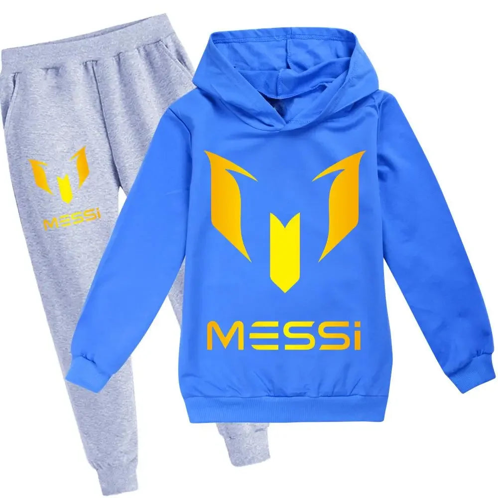2024 New Argentine Football Superstar Messi Children Hoodie + Pants 2pcs Sets Kids Boys Girls Spring Autumn Fashion Tracksuits