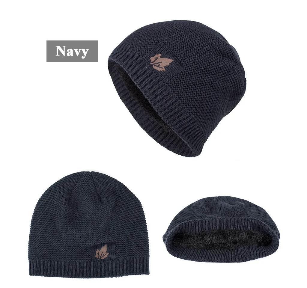 2025 New winter knit hats men's and women's outdoor warm thickening plus velvet loose caps Skullies brand winter ski male bone - AIAZ