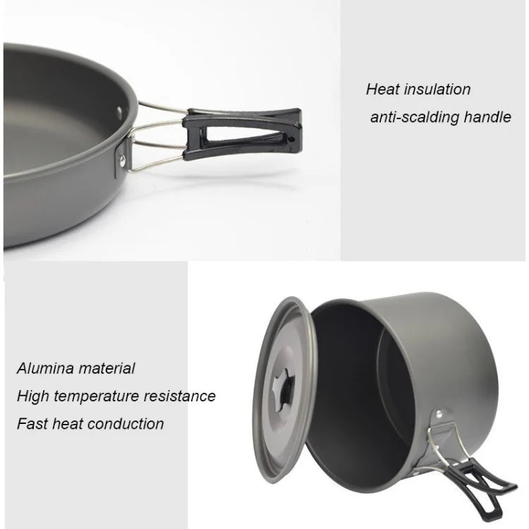 Camping Cookware Set for 1-7 Persons, Lightweight and Portable Pot and Pan with Carrying Bag, Perfect for Outdoor Camping