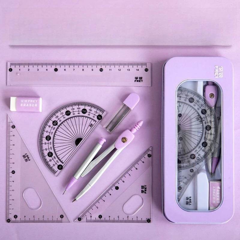 7-piece Set of Ruler, Triangle Ruler, Protractor, Compass, Student Stationery, Back To School Math Supplies - AIAZ