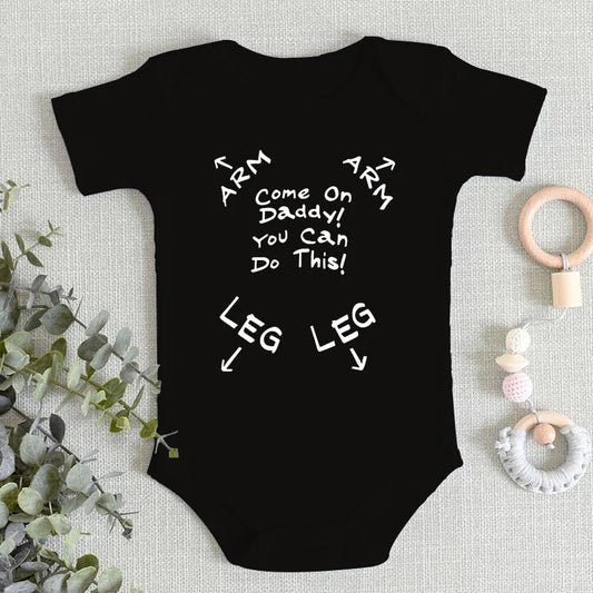 "Come One Daddy You Can Do This" Letter Pattern Newborn Bodysuits Autumn New Short Sleeve Baby Boy Girl Romper Infant Jumpsuits