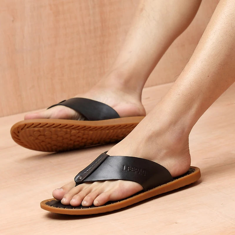 2024 Hot Selling Summer Anti Slip Men's Flip Flops Beach Camping Shoes Men's Home Flat Shoes High-quality Handmade Soles