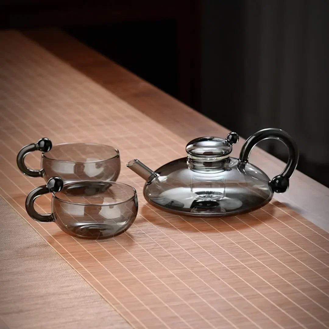 Flower Tea Pot Set English Boiled Afternoon Tea Fruit Tea Set Heat-resistant glass Scandinavian style light luxury health kettle