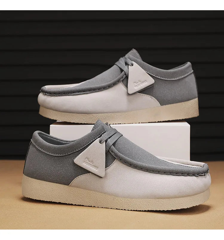 Fashion Khaki Casual Shoes For Men Suede Leather Loafers Men Platform Slip-on Men's Driving Shoes Lightweight Leisure Men Shoes