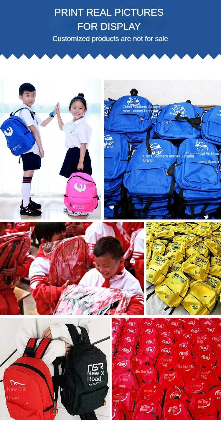 Personalized School Bag Custom Logo School Backpack Training Class Gift School Name Pattern Elementary school backpack wholesale - AIAZ