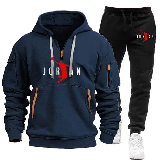 2025 Autumn and winter new trend men's blazer + Tracksuit pants Fashion casual jogging print sportswear outdoor sportswear - AIAZ