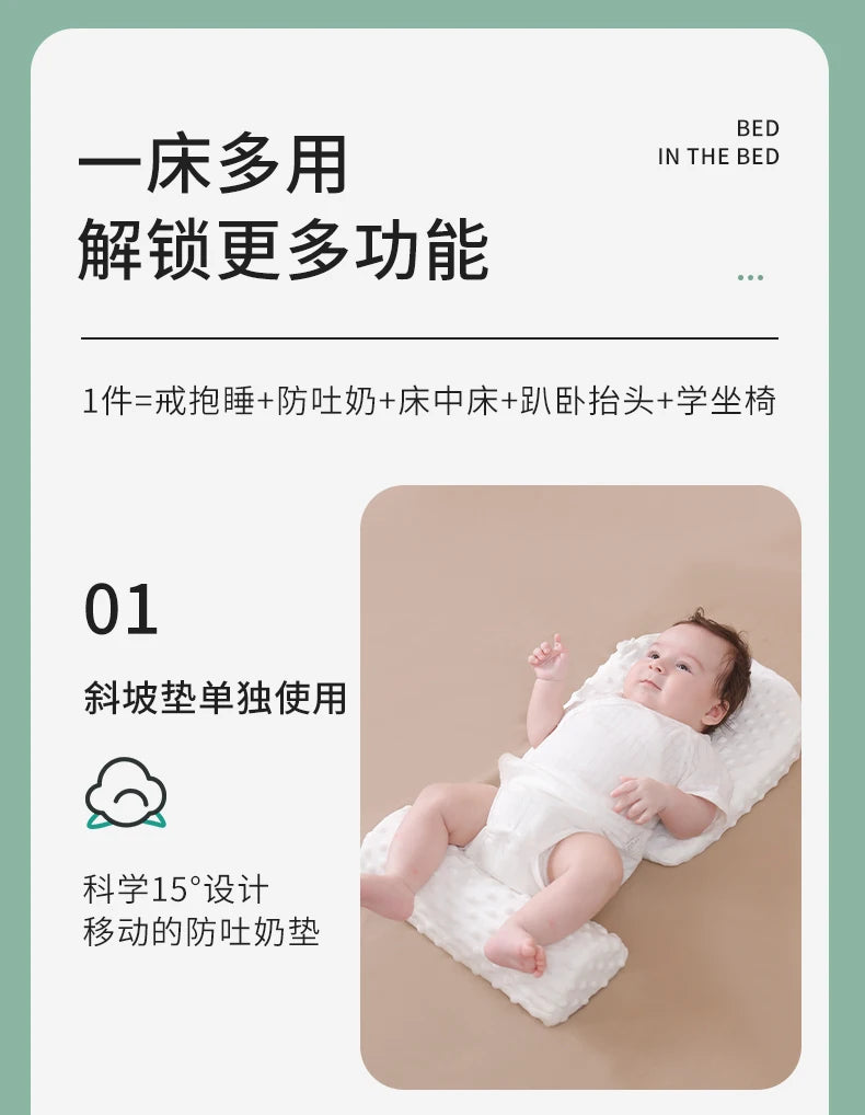92 Baby Bedside Sleeper - Newborn Lounger Cushion, Anti-Reflux, Sleep Positioner for 0-3 Years, Infant Co-Sleeper.