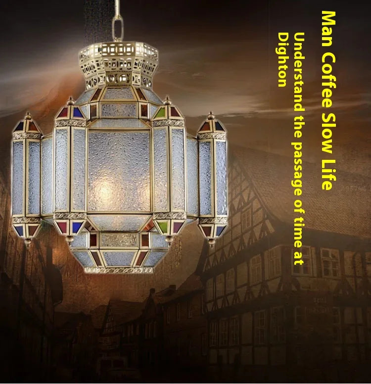 Arabic French Moroccan Style Best-Selling Chandelier - American Retro Southeast Asian Colorful Glass Lighting