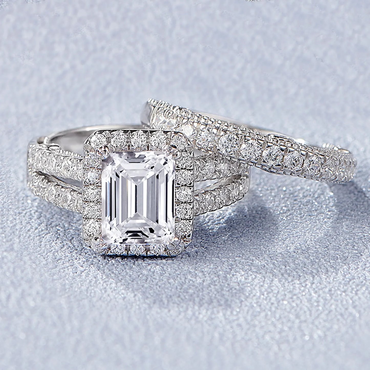 Newshe Vintage 4 Carats Oval Cut 5A Cubic Zircon Wedding Engagement Rings Set for Women Solid 925 Sterling Silver Bridal Jewelry