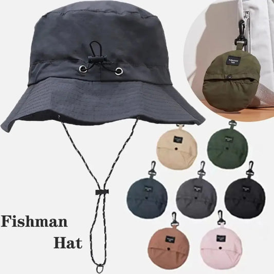 Summer Sun Protection Waterproof Fisherman hat Bucket Hat Camping Hiking Cap With Storage Bag Anti-UV Sun Hat Mountaineering Cap