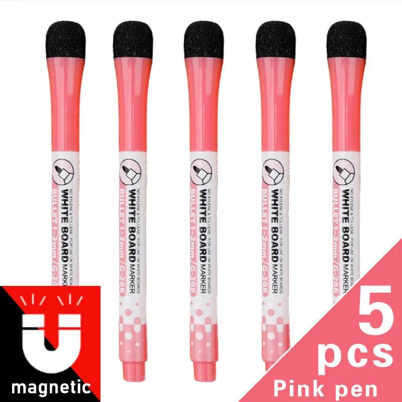 1 Set School Classroom Supplies Magnetic Erasable Whiteboard Pens Markers Dry Eraser Pages Children's Drawing Pen Board Markers - AIAZ