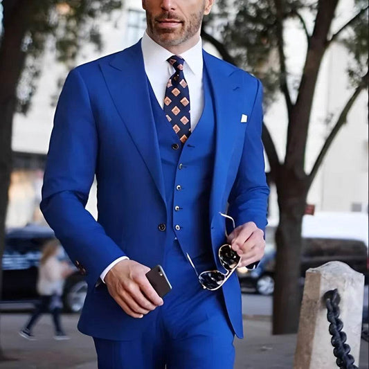 Formal Men's Business Suits Slim Fit 3-piece Jacket Vest Pants Casual Groom Tuxedos for Wedding Party Fashion High Quality Set - AIAZ