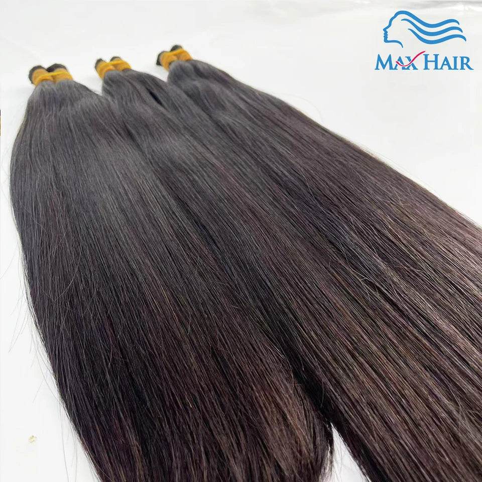 Double Drawn Human Hair Bulk For Braiding Straight Vietnam Indian Hair Vendor Virgin Bundles No weft Natural Hair 100% Extension - AIAZ