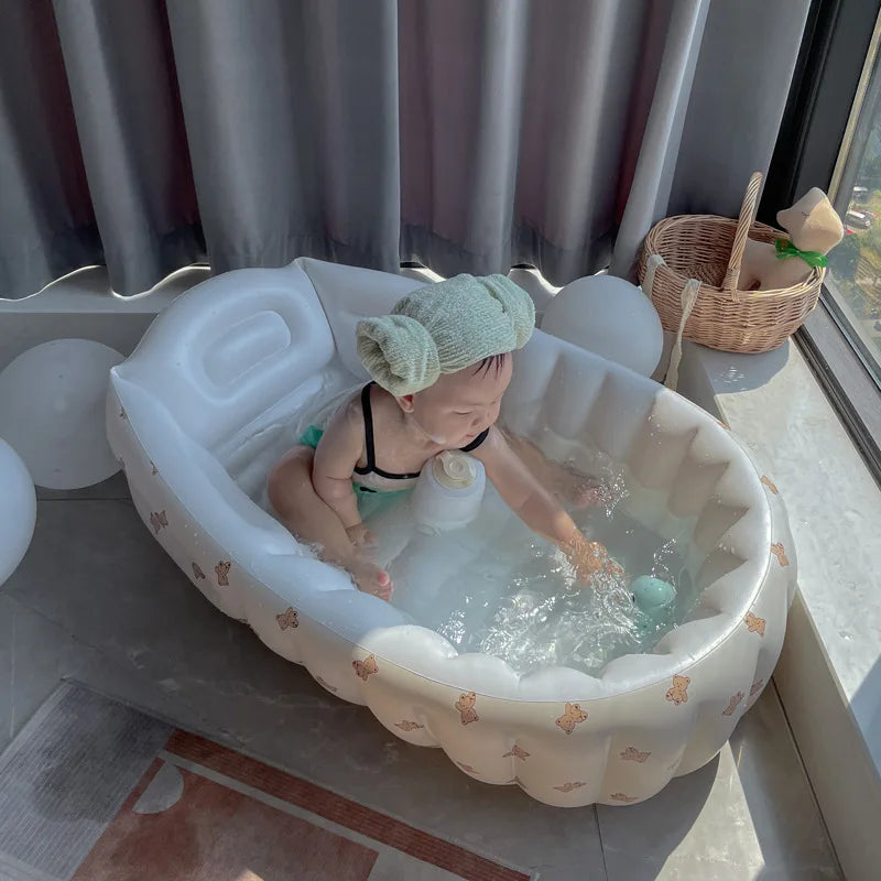 Ins style new portable baby bath tub newborn bath tub foldable children's inflatable swimming pool