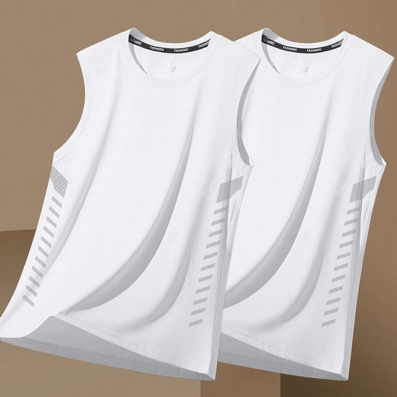 Men's Summer New Sle Qui Dry Sport Vest Loose Ice Silk Svel T-irt Fitn Training Running Baskeall American Sle