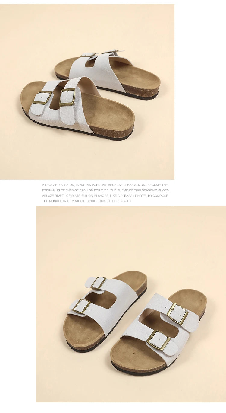 Flat Slippers For Women 2025 New Luxury Men Indoor Bottom Non Slip Cork Slippers Women's Beach Outdoor Home Flip Flops Sandals