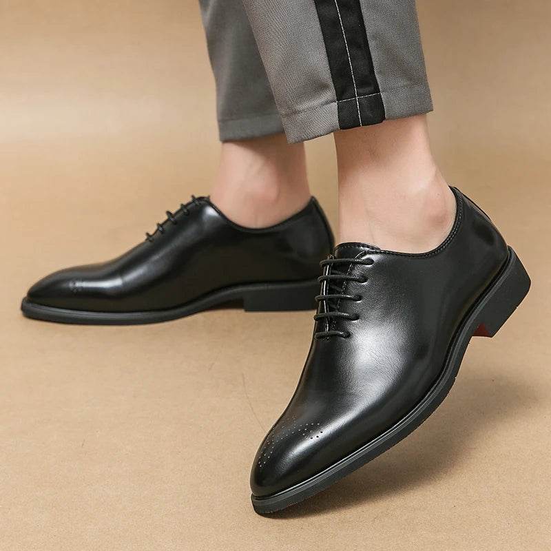 Classic Brand Pointed Banquet Dress Shoes Brown High-end Men's Business Shoes Men's Commuting Daily Casual Shoes Flat Bottomed - AIAZ