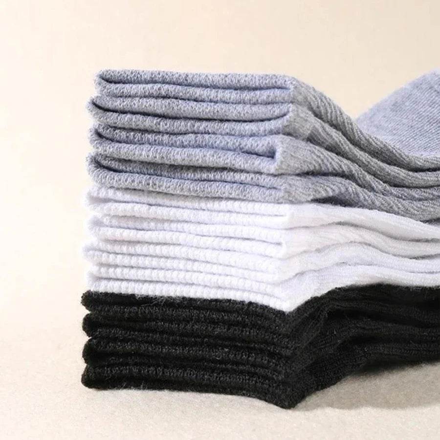 10 pairs/Men's Socks Spring/Summer Thin, Breathable, Soft Polyester Cotton Socks Black Casual Business Ankle Socks Boat Socks Si - AIAZ