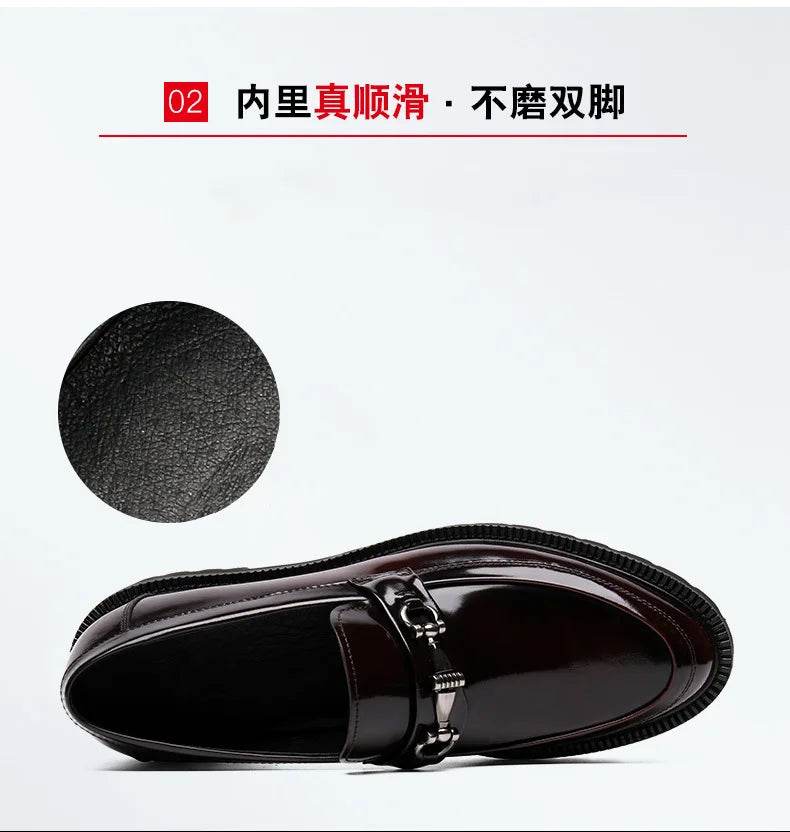 Men's Business Formal Leather Shoes Man Casual Leather Shoes Loafers Casual Business Wedding Shoes for Men Round Toe Slip-On - AIAZ