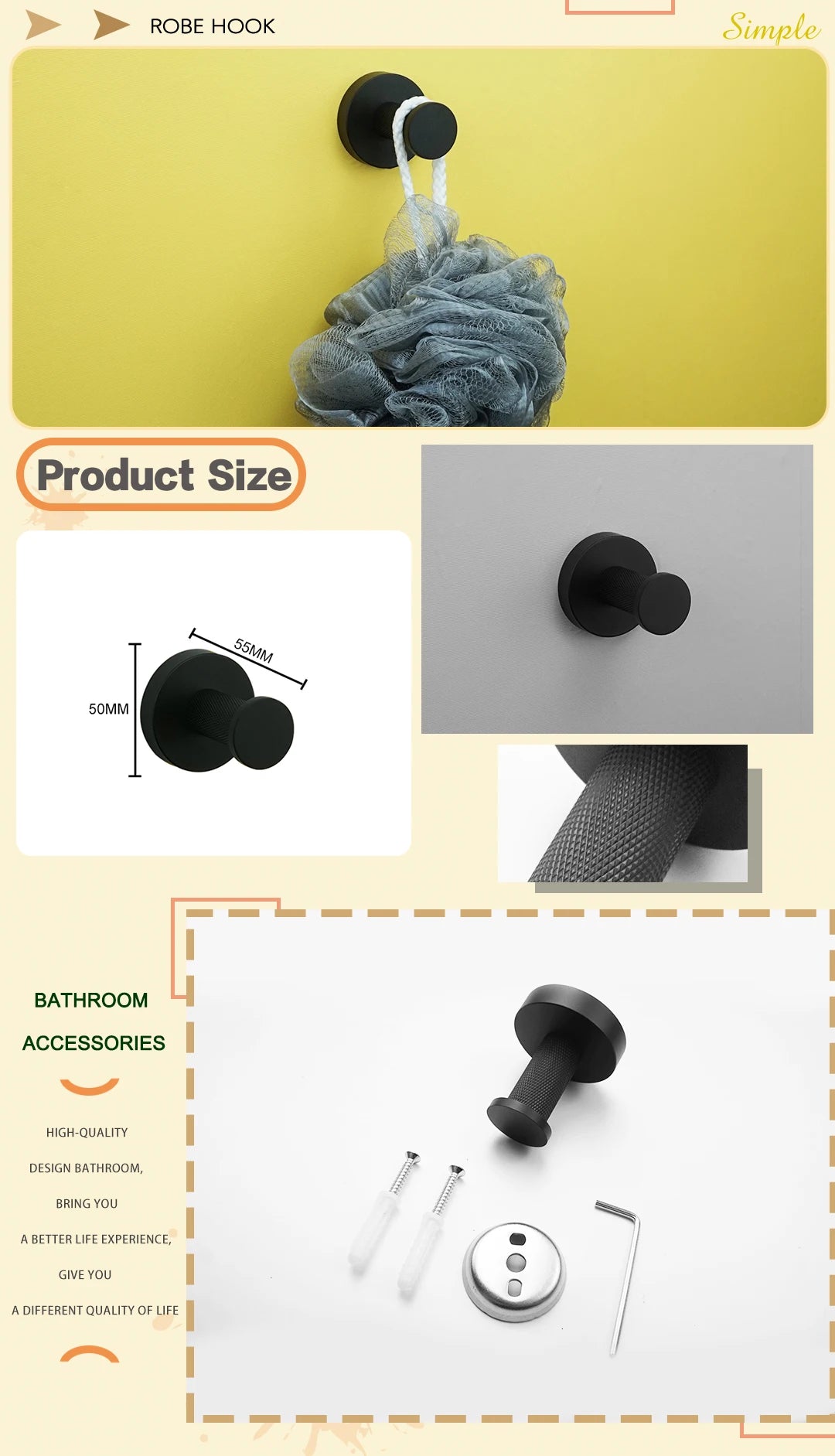 Brushed Gold Stainless Steel Wall Mount Towel Bar Towel Ring Paper Holder Bathrobe Hook Toilet Brush Bathroom Accessories