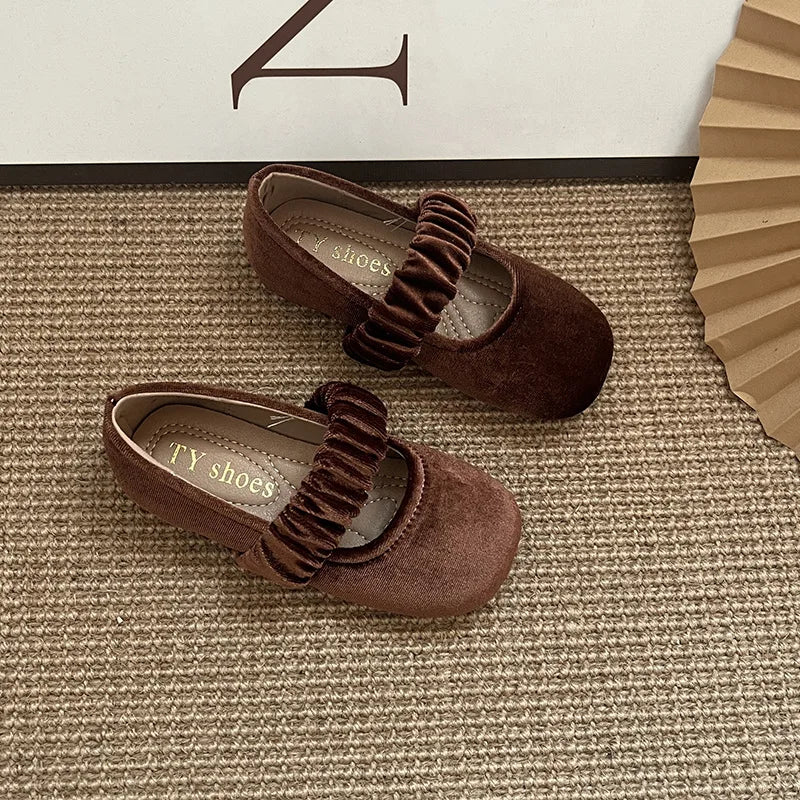 New 2025 Fashion Baby Girls Princess Band Shoes Shallow Velvet Infant Toddler Children Slip on Dance Shoes Soft Sole Flat Shoes