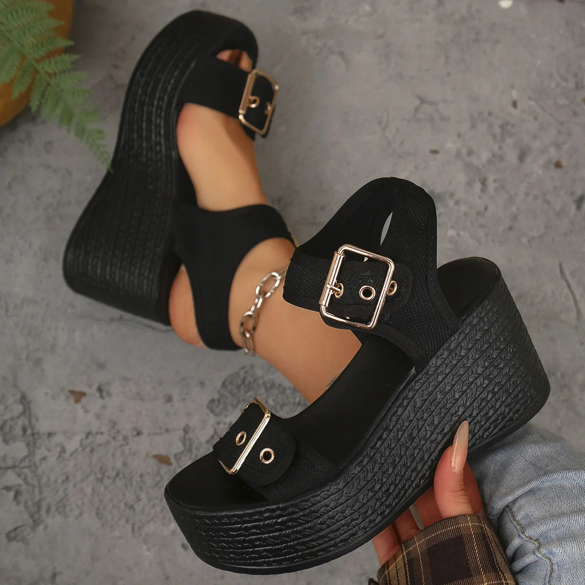 Summer Women's High Heel Shoes 2025 New Casual Platform Wedge Heel Sandals Women's Fashion Open Toe Rome Sandals Sandalias Mujer