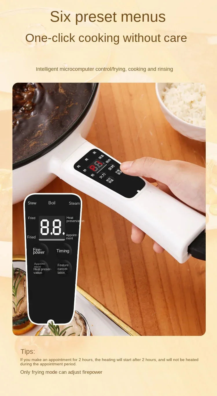 Electric fryer for household use, large capacity intelligent stir frying, multifunctional non stick pan, electric fryer