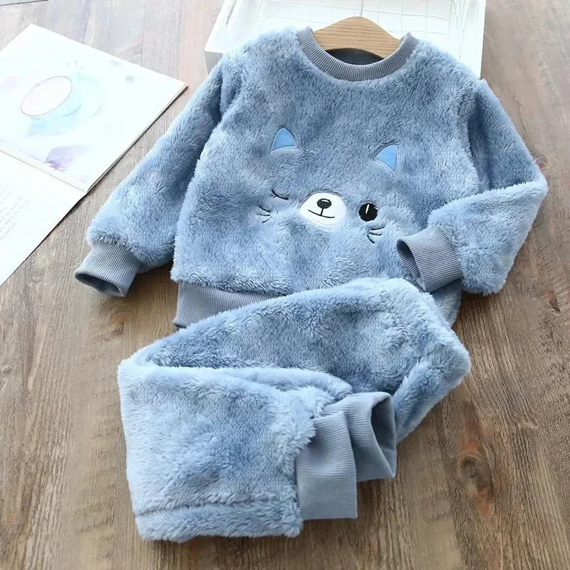 Children's Pajama Sets Bear Tops + Pants 2Pcs Kids Pajamas Winter Girl Clothing Sets 2 To 6Years Children Clothes Boys Sleepwear