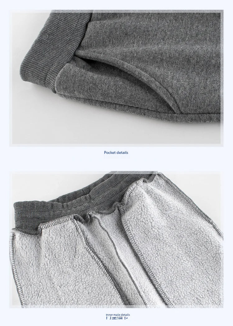 27kids Children Sports Long Pants Boys Flocking Casual Pants Pure Color Cotton Mixed Fabric Mid-waist Korean Style