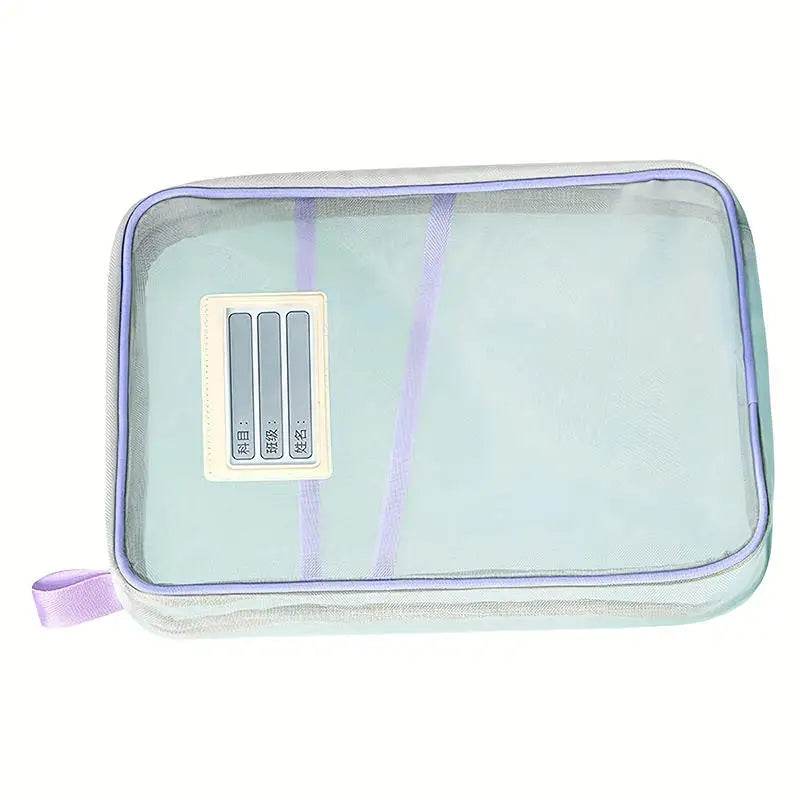 School Office Supplies Stationary Bag Stationery Storage Bag Double-layer Mesh Zipper Bag Large Capacity Organizer Folders - AIAZ