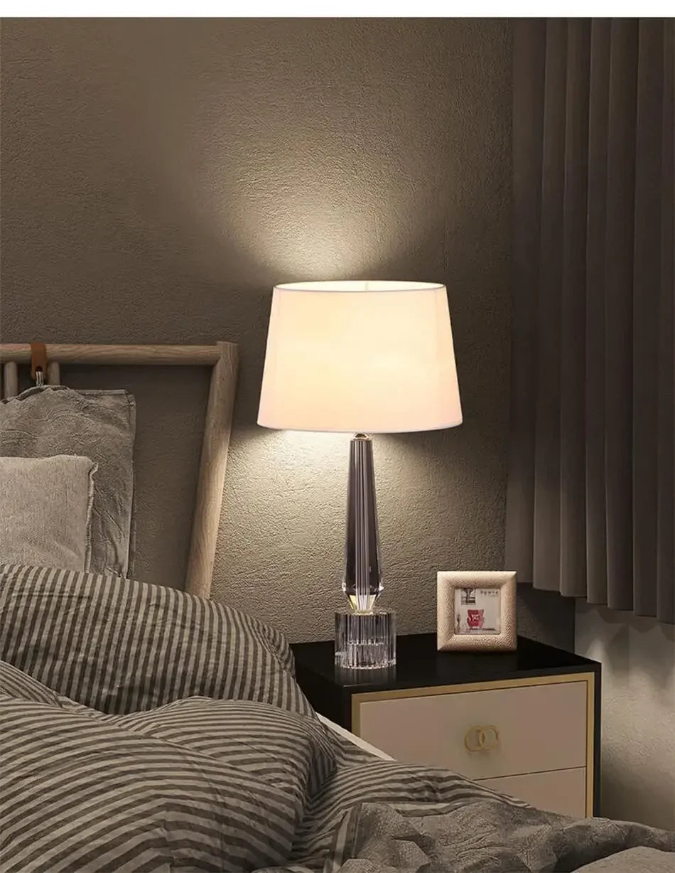 2025 Creative Fabric Table Lamp Crystal Glass Ball Lamp Living Room Creative Bubble Light Bedroom Beside Art Reading Lamp